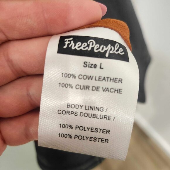 Free People We The Free Jealousy Leather Moto Jacket in distressed vintage black - Picture 8 of 12